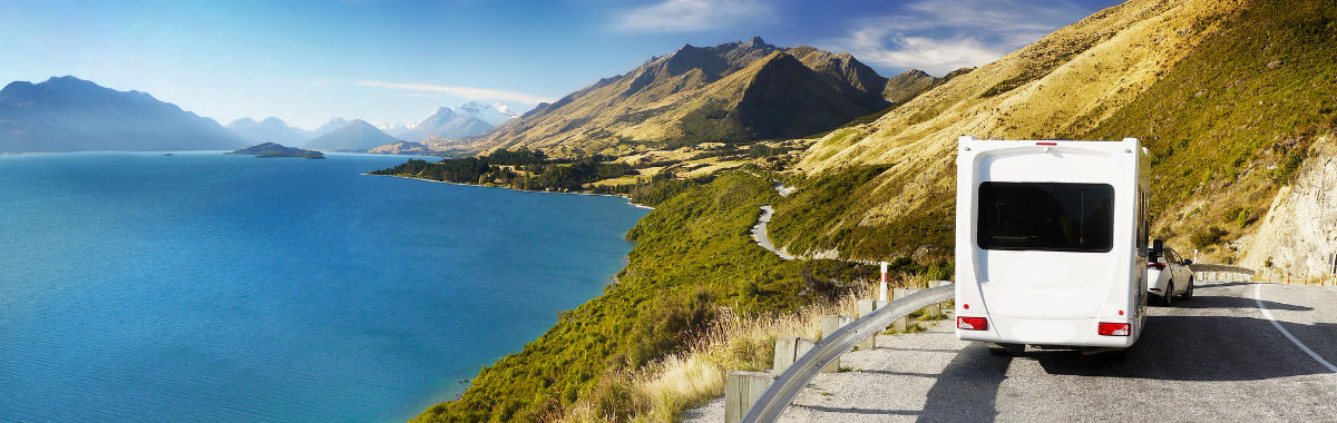 RV pulled over at a scenic overlook
