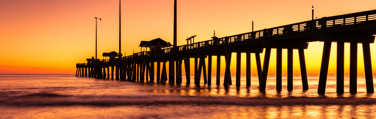 Outer Banks boardwalk at sunset