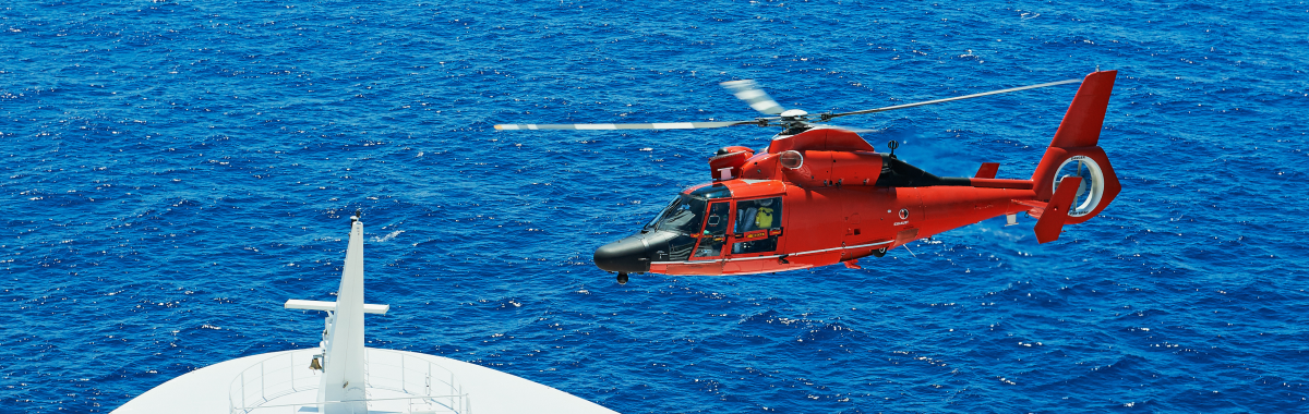 helicopter ambulance landing on boat