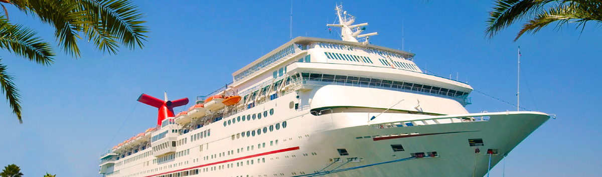 Header image of a cruise ship in a tropical port