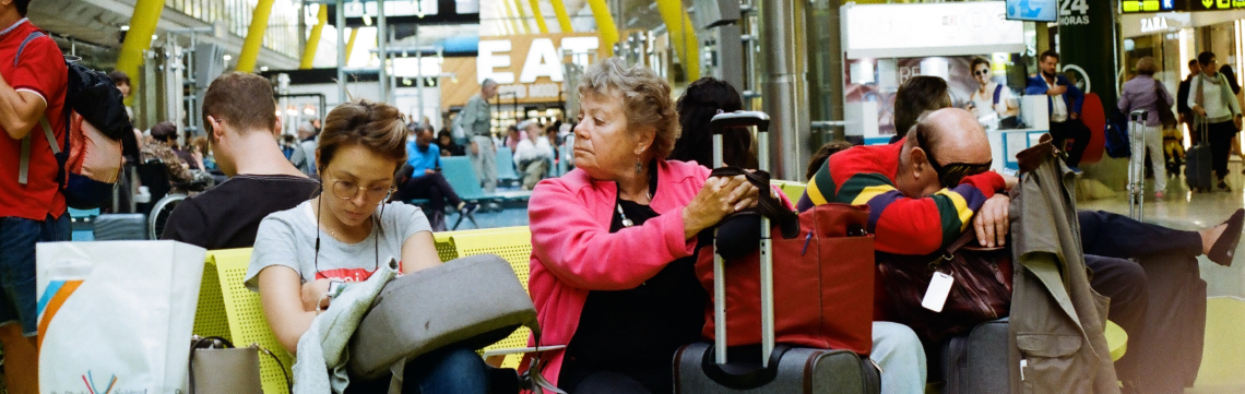 group stuck in an airport