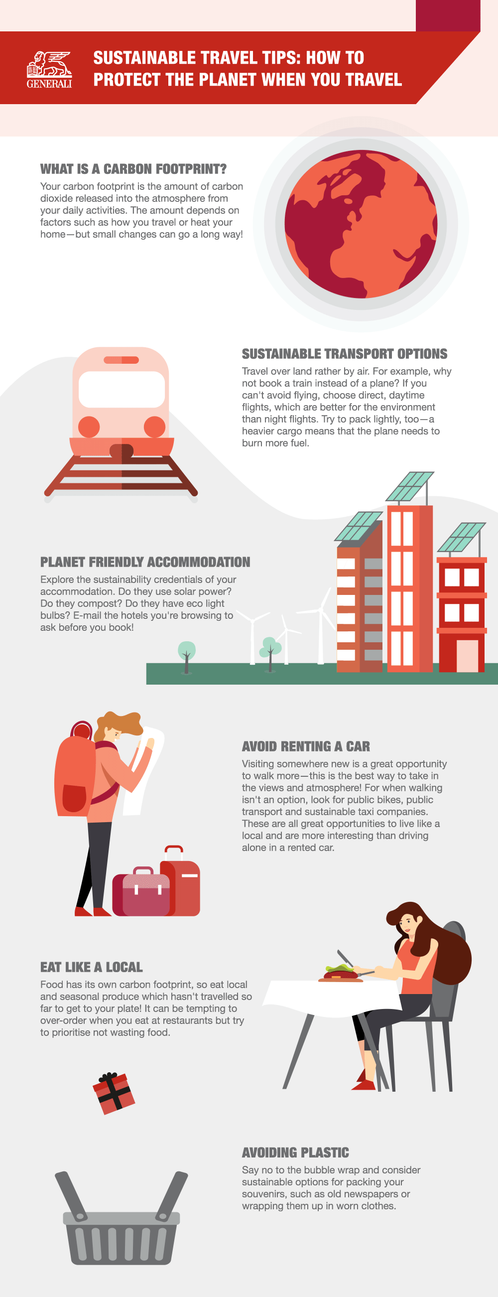 Sustainable travel tips infographic: How to Protect the Planet When you Travel