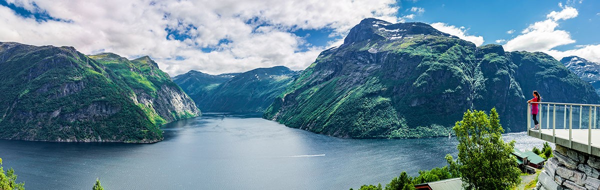 Viewpoint to Geirangerfjord at Hellesylt in Norway