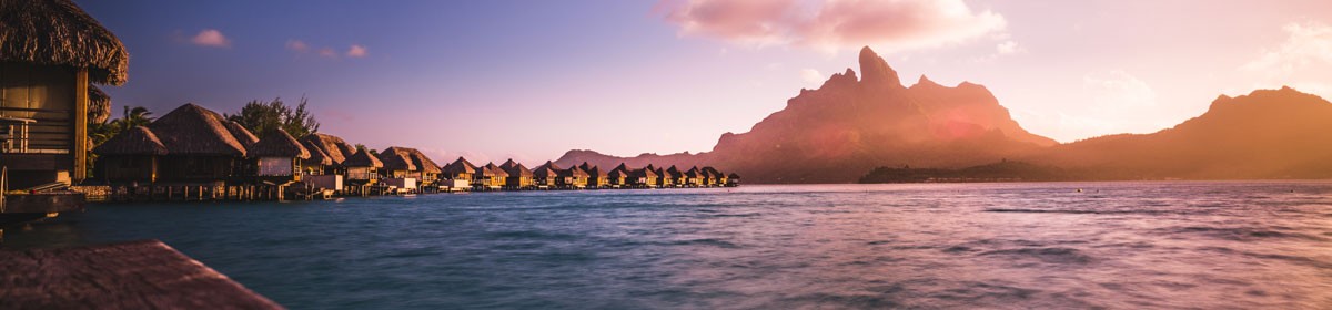 panoramic view of bora bora from the water level