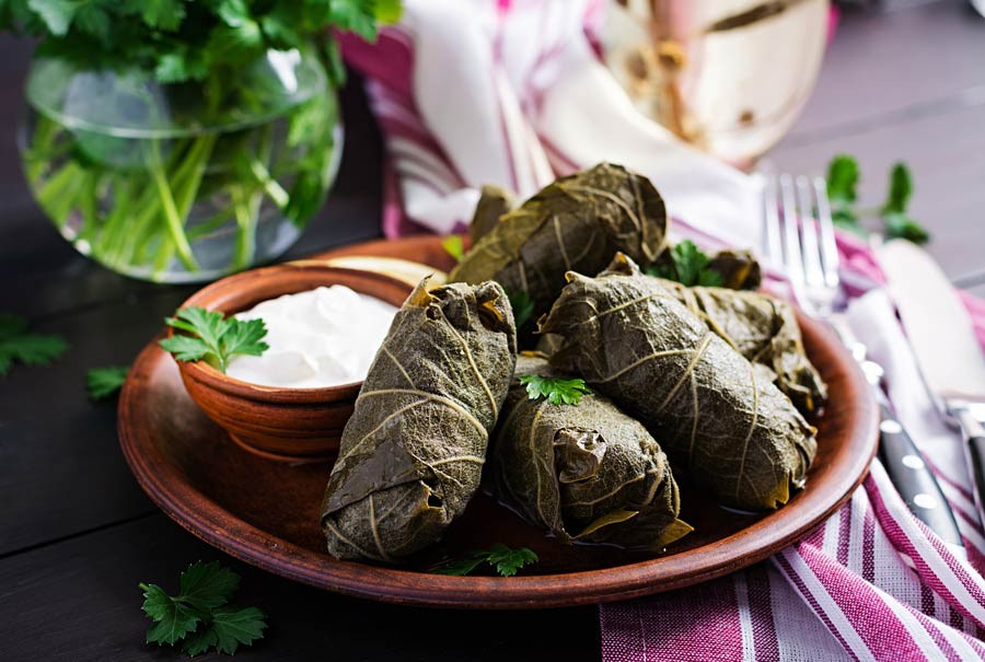 Dolmades in a bowl