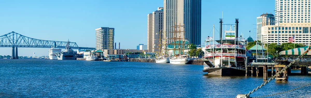 New Orleans skyline along the Mississippi River