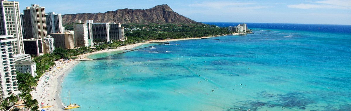 Beach and skyline, Honolulu Hawaii