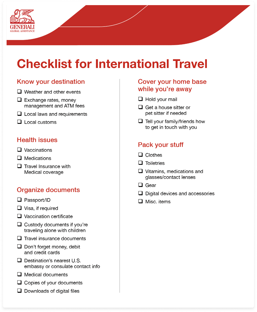 checklist for traveling abroad